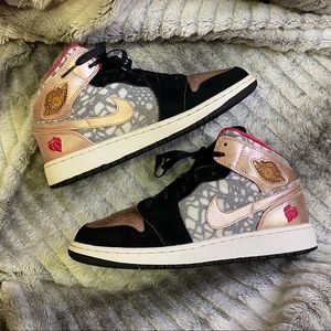 Air Jordan 1 Black and Pink Sneakers Size 5.5Y